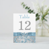 冬のワンダーランド、結合ハートテーブル番号カード ポストカード (スタンド正面)