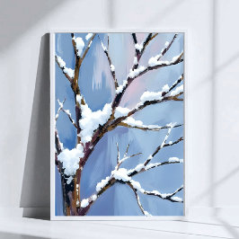 冬のワンダーランド 雪に覆われた木の枝の絵画 ポスター