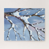 冬のワンダーランド 雪に覆われた木の枝の絵 ジグソーパズル (横)