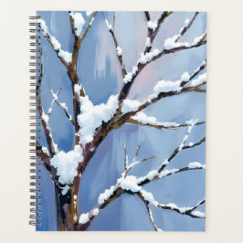 冬のワンダーランド 雪に覆われた木の枝の絵 プランナー手帳