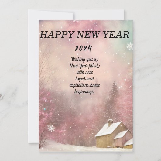 「冬のワンダーランド：雪のキスをした年賀状 シーズンカード (正面)