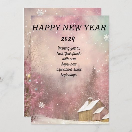 「冬のワンダーランド：雪のキスをした年賀状 シーズンカード (正面/裏面)