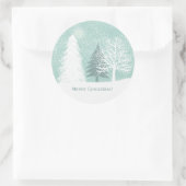 冬のワンダーランド、雪の松の木クリスマス ラウンドシール (バッグ)