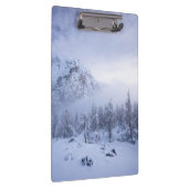 冬のワンダーランド、霧、トウヒの森と山 クリップボード (右)