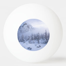 冬のワンダーランド、霧、トウヒの森と山 卓球ボール