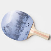 冬のワンダーランド、霧、トウヒの森と山 卓球ラケット (横)