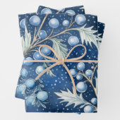 冬のワンダーランド:青と白のクリスマスツリー ラッピングペーパーシート (インサイチュ)