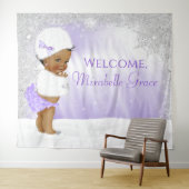 冬のワンダーランドAfro女の子ベビーシャワー背景 タペストリー (インサイチュ(横))