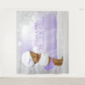 冬のワンダーランドAfro女の子ベビーシャワー背景 タペストリー (正面)