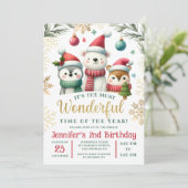 冬のワンダーランドBoho今の動物たち2nd誕生日 招待状 (スタンド正面)