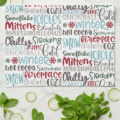 冬のワードアート |クリスマス キッチンタオル (折り畳み)