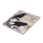 冬のヴィンテージのイラストレーションのカラス タイル (側面)