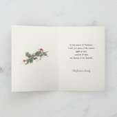 冬のヴィンテージのクリスマスベル、ホリー&教会 シーズンカード (内部)