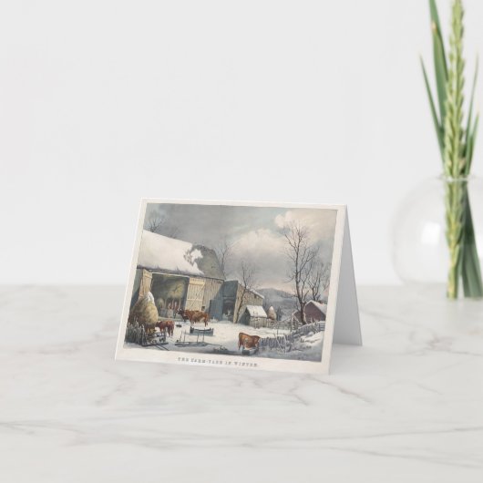 冬のヴィンテージクリスマスカードFARMYARD (1861) シーズンカード (正面)