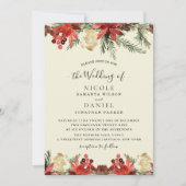 冬のヴィンテージクリスマスブルゴーニュ結婚のフライヤー 招待状 (正面)