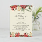 冬のヴィンテージクリスマスブルゴーニュ結婚のフライヤー 招待状 (スタンド正面)