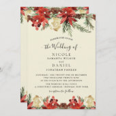 冬のヴィンテージクリスマスブルゴーニュ結婚のフライヤー 招待状 (正面/裏面)