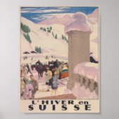 冬のヴィンテージ旅行ポスターのスイス ポスター (正面)