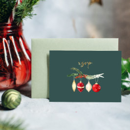 冬のヴィンテージ水色オーナメント結婚式RSVP 招待状