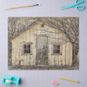 冬のヴィンテージ納屋と木の切り離し 薄葉紙 (クラフト)