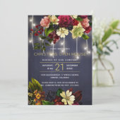 冬のヴィンテージ花柄 赤 ネイビー ホリデー オープンハウス 招待状 (スタンド正面)