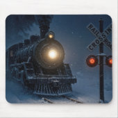 冬のヴィンテージ蒸気機関車 マウスパッド (正面)