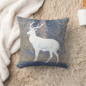 冬のヴィンテージ鹿の雪 クッション (ブランケット)