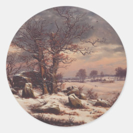 冬のヴォーディングボーグ（Vordingborg in Winter） by J.C. ダール 美術 ラウンドシール