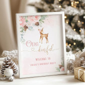 冬の一鹿の鹿の赤面誕生日へようこそ ポスター