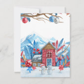 冬の不思議な世界での雪だるま シーズンカード (正面)