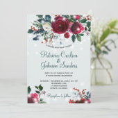 冬の不思議な世界に咲くクリスマスの花束 ウェディング 招待状 (スタンド正面)