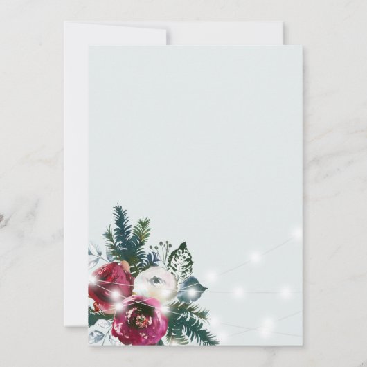 冬の不思議な世界に咲くクリスマスの花束 ウェディング 招待状 (裏面)