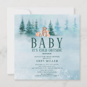 冬の不思議な世界のアニマル ベイビー 寒いよ 招待状 (正面)