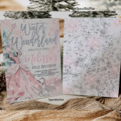 冬の不思議な世界への招待 スノーフレークパーティー 初めての誕生日 招待状