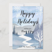 冬の不思議な世界を描いた水彩画のグリーティングカード シーズンカード (正面)