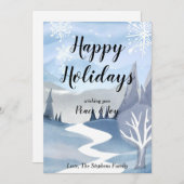 冬の不思議な世界を描いた水彩画のグリーティングカード シーズンカード (正面/裏面)