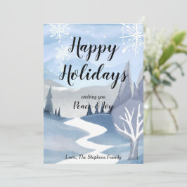 冬の不思議な世界を描いた水彩画のグリーティングカード シーズンカード