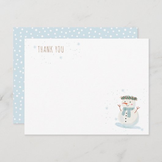 冬の不思議な世界 かわいい雪だるまと雪の結晶 ノートカード (正面/裏面)
