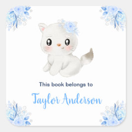 冬の不思議な世界 アークティック キャット 子ども用ブックプレート スクエアシール