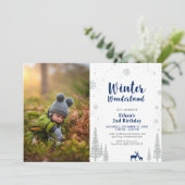 冬の不思議な世界 キッズ 男の子 2歳の誕生日招待状 招待状 (スタンド正面)
