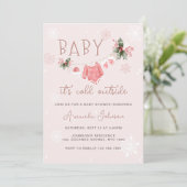 冬の不思議な世界 外は寒い ベビーシャワー 招待状 (スタンド正面)