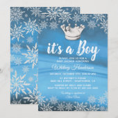 冬の不思議な世界 小さな王子様の男の子ベビーシャワー 招待状 (正面/裏面)