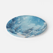 冬の不思議な世界 松の木 雪の結晶 ペーパープレート (アングル)