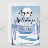 冬の不思議な世界 水彩画のグリーティング ホリデーカード (正面)