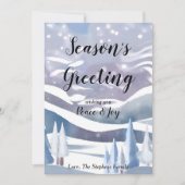 冬の不思議な世界 水彩画のグリーティング ホリデー カード (正面)
