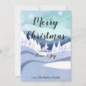 冬の不思議な世界 水彩画のグリーティング ホリデー カード (正面)