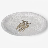 冬の不思議な世界 白いクリスマス 鹿のデザイン ペーパープレート (アングル)