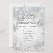 冬の不思議な世界 白い雪の花 エレガントなパーティ 招待状 (正面)