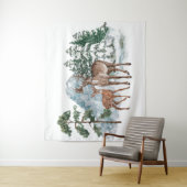 冬の不思議な世界、親愛なる松の木の雪の落下 タペストリー (インサイチュ)