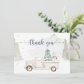 冬の不思議な世界、雪の動物 & トラック サンキューカード (スタンド正面)